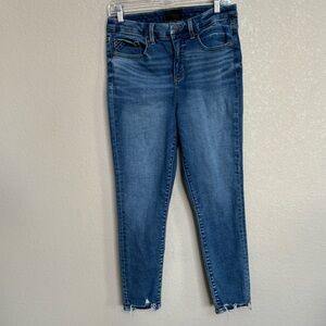 Buckle Black Fit No. 75 Ankle Skinny Jeans 28 Medium Blue Raw Hem Distressed